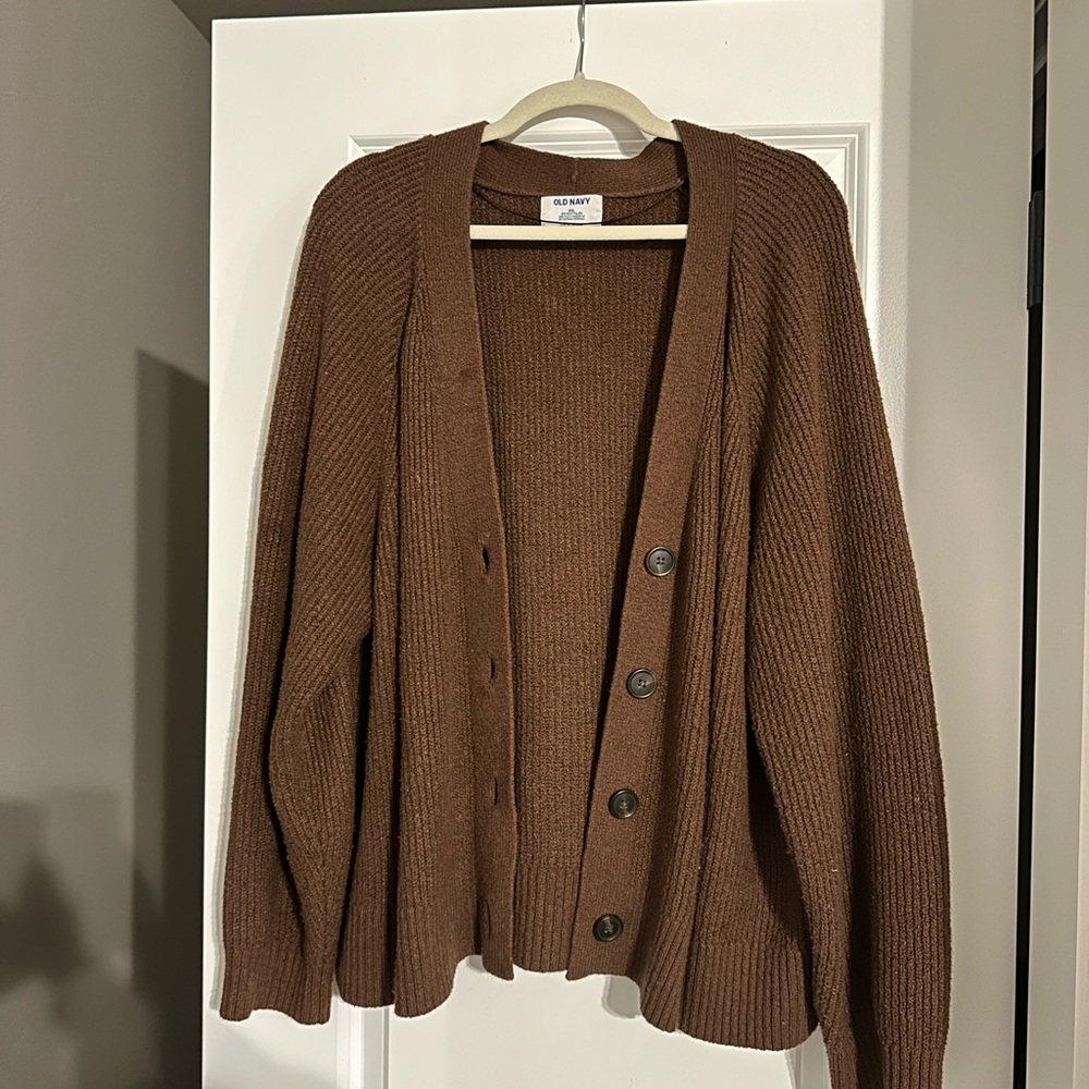 Old Navy Chocolate Brown Button-Front Ribbed Cardigan